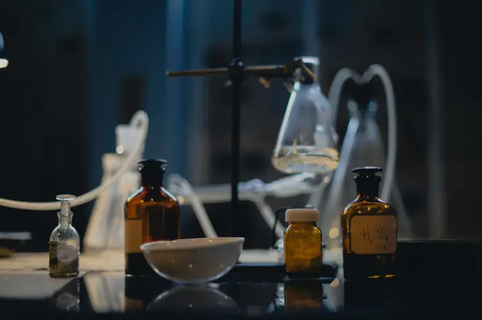 A laboratory with various chemistry equipment.